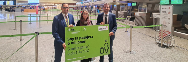 El Aeropuerto de Bilbao alcanza por primera vez 6 millones de personas viajeras en un año